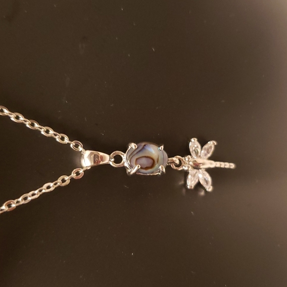 Crystal Abalone Dragon Fly Necklace - Picture 1 of 11